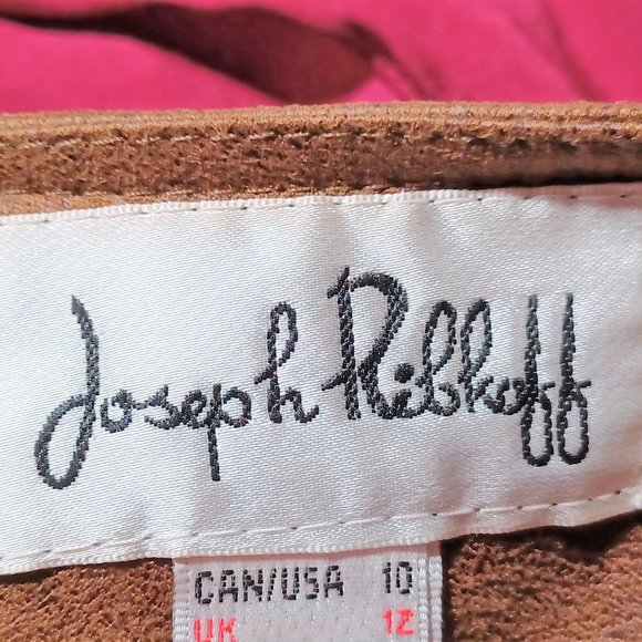 Joseph Ribkoff Brown Micro Suede Jacket With Shoulder Pads Size 10 - Picture 2 of 13